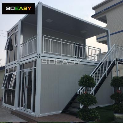 Luxury 2 Lantai Membangun Vila Kontainer Paket Datar Dengan Balkon