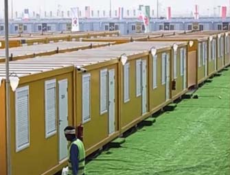 Rumah Prefab Piala Dunia China Flat Pack Container Dan Detachable Container House Fans Village