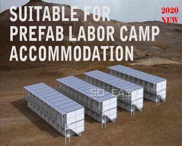 Dua lantai rumah kontainer lipat untuk prefab buruh camp accommodation